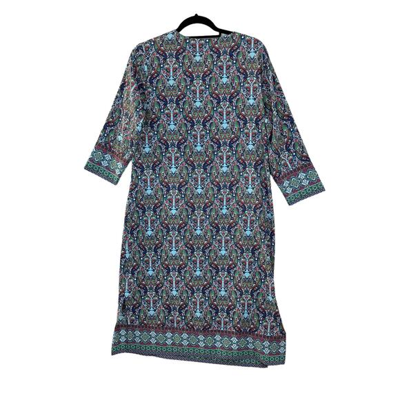 Coolibar Lightweight Midi Dress Medium UPF 50+ V-Neck 3/4 Sleeve Paisley - Picture 6 of 6